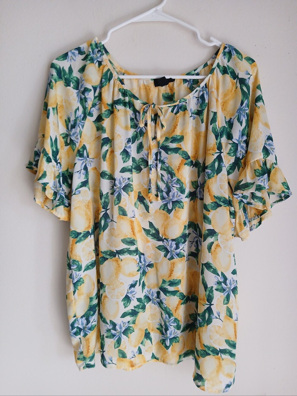Tacera Lemon Pattern Tie Front Size XL